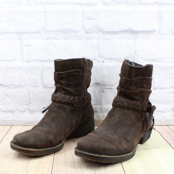 Born Abernath Brown Suede Side Zipper Fashion Ankle Boots Size 8 Medium - Picture 2 of 9